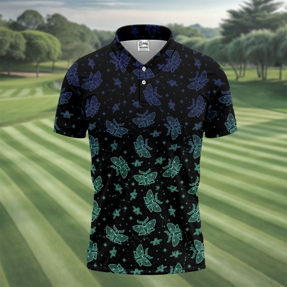 Celestial Moth Hawaiian Golf Shirt, Retro Golf Shirt, Halloween Golf Shirt, Polo Shirts For Men