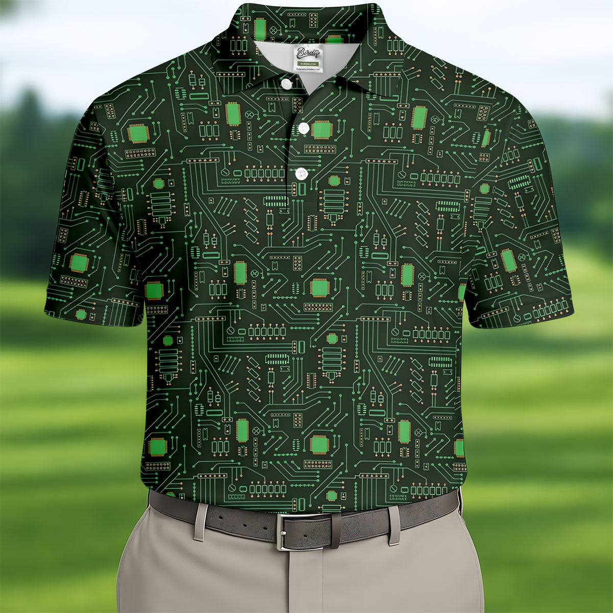 Computer Circuit Board Hawaiian Golf Shirt, Coder Gift Men's Golf Shirt, Polo Shirts For Men