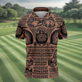Maori Tattoo Pattern with Traditional Tiki Mask Hawaiian Golf Polo, Golf Tops For Men, Golfing Apparel
