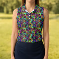 Colorful Abstract Golf Pattern Polo Shirt, Ladies Golf Shirt, Women's Golf Tops