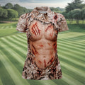 Bloody Stitched Torso Halloween Costume Polo Shirt, Womens Golf Tops, Halloween Golf Shirt