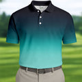 Turquoise Gradient Hawaiian Golf Shirt, Golf Tops For Men, Polo Shirts For Men