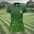 Shenanigans Coordinator Golf Ball Pattern St Patrick Day Green Golf Shirt, Women's Golf Tops, Ladies Golf Polos