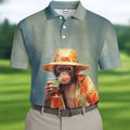 Tropical Monkey Mist Blue Hawaiian Golf Shirt, Men's Golf Shirt, Polo Shirts For Men