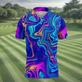 Vibrant Abstract Liquid Pattern Golf Shirt, Mens Polo Shirt, Performance Golf Shirt, Hawaiian Golf Shirt