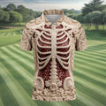 Knitted Skeleton Sequin Halloween Polo Shirt, Mens Golf Polo, Golf Apparel For Men