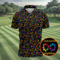 Rainbow Infinity Symbol Autism Awareness Colorful Handprint Golf Shirts For Men, Polo Shirts For Men