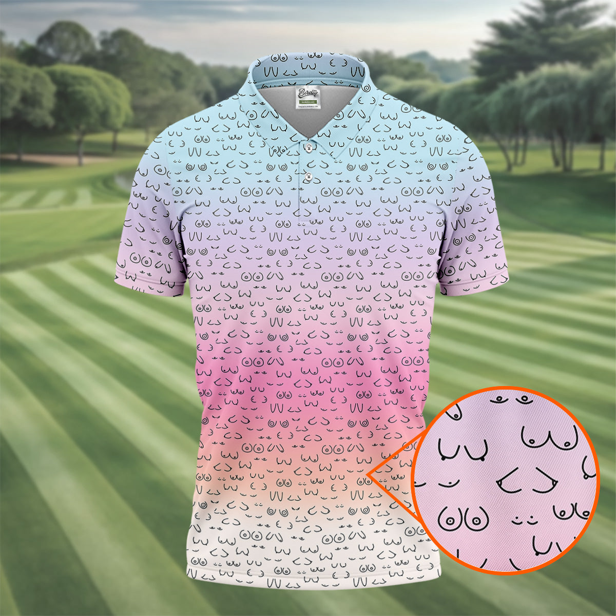 Funny Adult Humor Ombre Golf Shirt, Fun Men's Golf Polos, Polo Shirts For Men, Golf Gift For Him