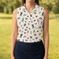 Old School Tattoo Flash Pattern Golf Polo Shirt, Women's Golf Tops, Ladies Golf Shirt