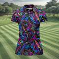 Vibrant Neon Liquid Marble Abstract Golf Shirt, Women’s Golf Tops, Women’s Golf Apparel