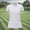 Blue And Pink Naughty Stick People White Golf Shirt, Ladies Golf Polos, Golf Gifts For Women