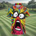 Screaming Face Colorful Retro Hawaiian Golf Shirt, Men's Funny Golf Shirts