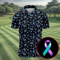 Suicide Prevention Awareness Ribbon Pattern Golf Polo Shirt, Mens Golf Polo, Golf Apparel For Men