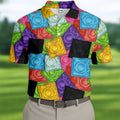 Funny Condom Wrapper Pattern Golf Polo Shirt, Men's Golf Shirts, Novelty Golf Apparel For Men