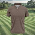 Cream Text Pattern Golf Polo Shirt, Golf Shirts For Men, Printed Golf Shirts