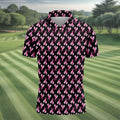 Pink Ribbon Pattern Breast Cancer Polo Shirt, Men's Golf Shirt, Mens Golf Apparel
