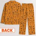 Skeleton Pumpkin Funny Orange Long Sleeve Pajama Set, Fun Pajama Sets, Halloween Gift