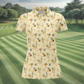 Retro Cocktail Drinks Pattern Golf Polo Shirt, Ladies Golf Tops, Performance Golf Shirt