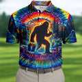 Tie Dye Bigfoot Fishing Forest Golf Shirt, Mens Golf Apparel, Printed Golf Shirts
