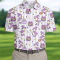 Halloween Witch Goose Purple Pastel Fun Golf Shirts For Men, Polo Shirts For Men, Golfing Apparel