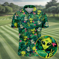 UFO and Alien Tropical Forest Hawaiian Golf Polo, Golf Tops For Men, Golfing Apparel