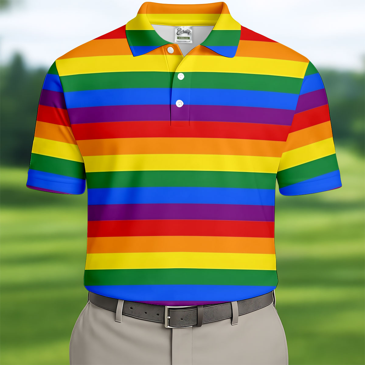 LGBT Rainbow Flag Golf Tops For Men, Pride Month Celebrate Golf Shirts For Men