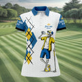 Fore-Ona Extra Blue Yellow Skeleton Golfer Beer Polo Shirt, Women’s Golf Apparel, Golf Shirts For Women