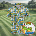 Funny Ninja Turtle Comic Hawaiian Golf Shirt, Mens Golf Polo, Golf Apparel For Men