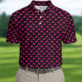 The Pink Taco Seamless Pattern Black Golf Shirt, Golf Tops For Men, Tacos Lover Golf Gift For Men