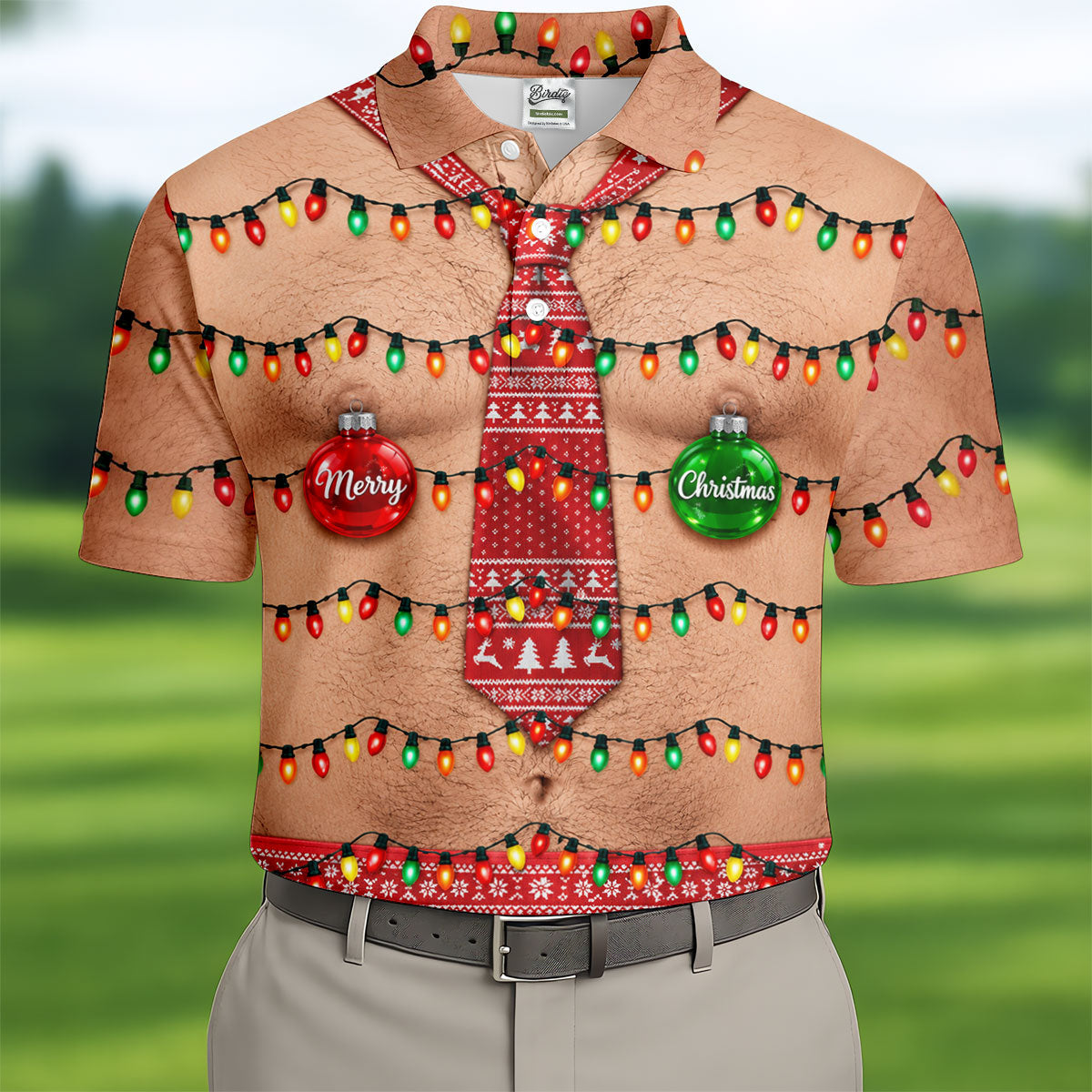Merry Christmas Quote Tie Christmas Golf Shirt, Mens Golf Shirts, Polo Shirts For Men