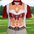 Elegant Santa Bra Bow Christmas Golf Shirt, Mens Golf Shirts, Polo Shirts For Men