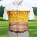Bubbly Beer Foam Faux Abs Sleeveless Crop Golf Shirt, Printed Golf Shirts, Mens Golf Apparel