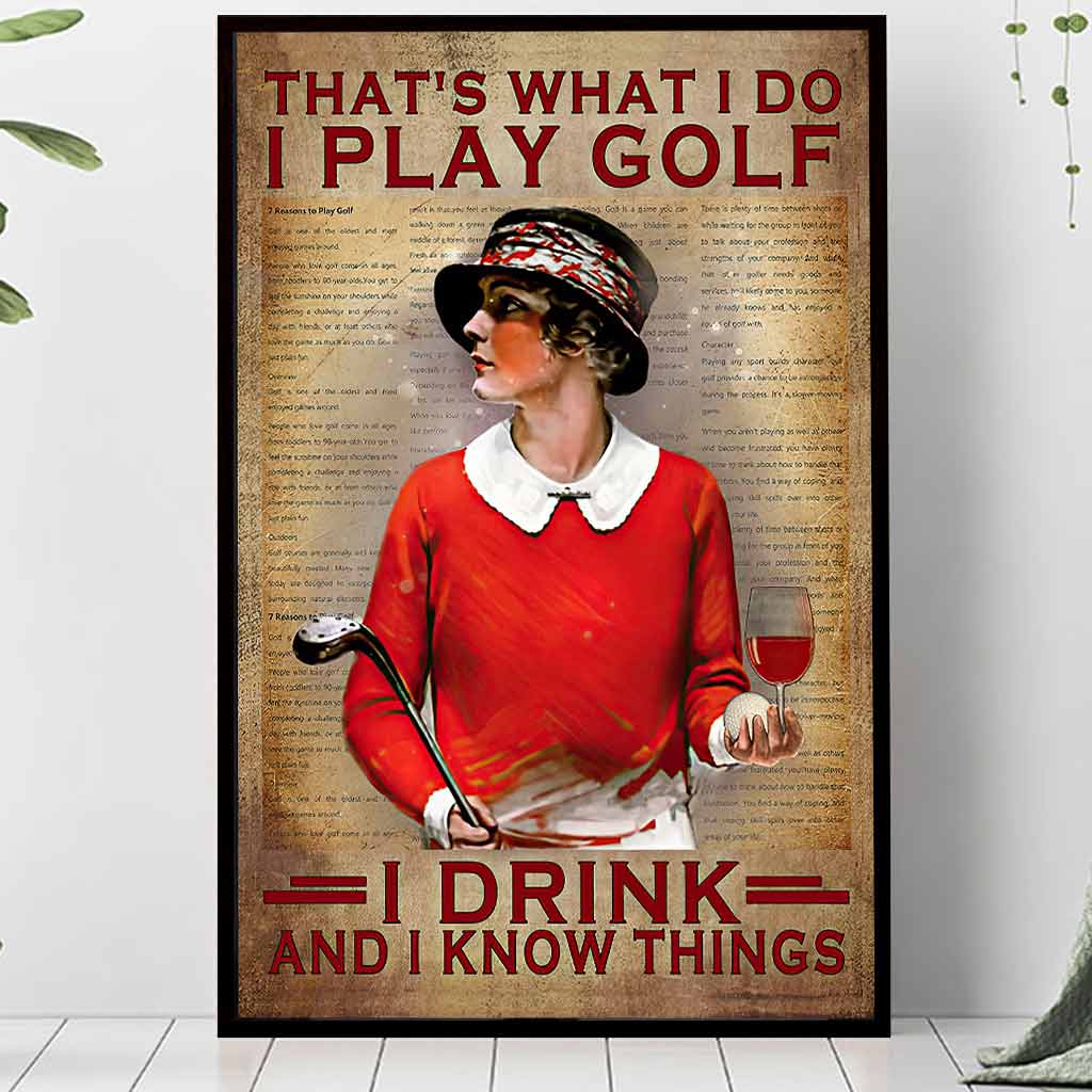 Play Golf, I Drink, And I Know Things Canvas, Golfing Art, Golf Canvas, Gifts For Golf Lovers