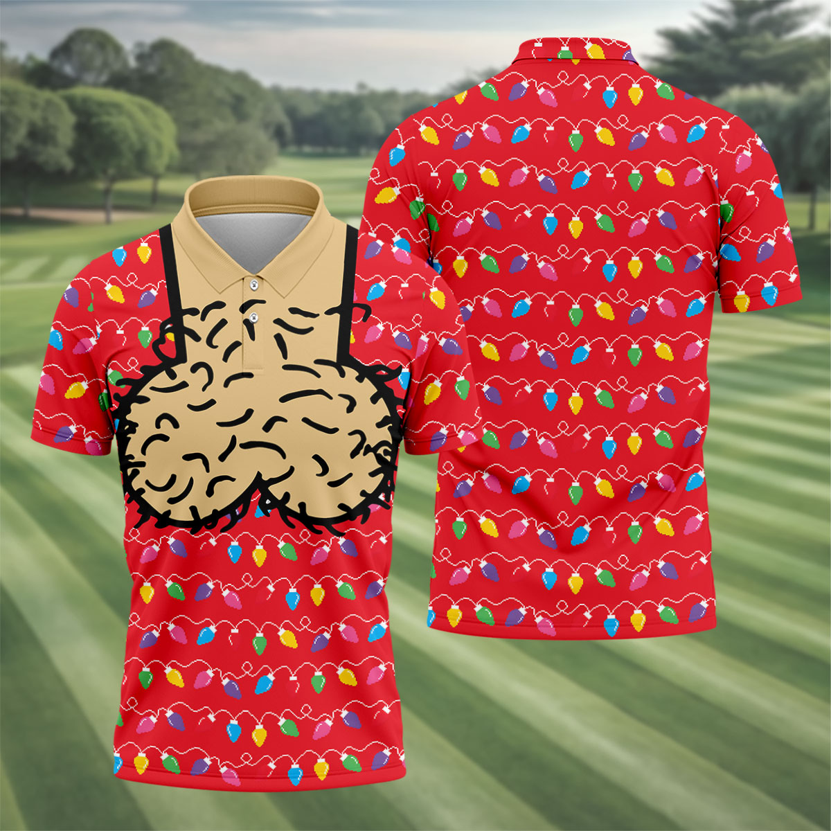 Cheeky Lights Christmas Golf Shirt, Mens Golf Shirts, Golf Apparel For Men