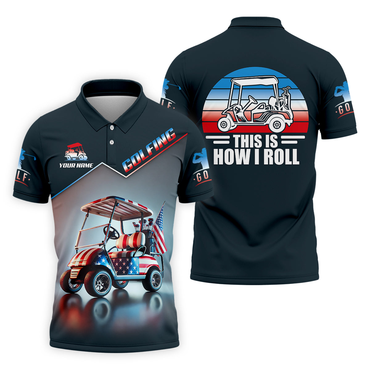 This Is How I Roll Custom Men's Golf Polo Shirt, Funny Golf Shirt, Dad Golf Gift