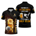 Happiness Is An Old Man With A Beer And A Golf Club Custom Funny Golf Polo Shirt, Dad Golf Gifts