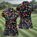 In A World Where You Can Be Anything Be Kind Autism Awareness Puzzle Pattern Golf Shirt For Women, Ladies Golf Polos