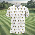 Cartoon Beer Mug Golfer Pattern Golf Polo Shirt, Polo Shirts For Men, Printed Golf Shirts