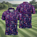 Christmas Neon Santa Golf Pose Men's Funny Golf Tops, Christmas Golf Shirt, Polo Shirts For Men