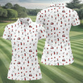 Golf Player Pattern Polo Shirt, Women's Golf Tops, Ladies Golf Shirt