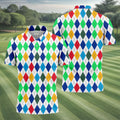 Colorful Argyle Golf Shirt, Classic Diamond Pattern Polo, Polo Shirts For Men
