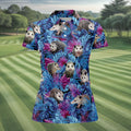 Funny Opossum Blue Purple Hawaiian Golf Shirt, Tropical Theme Golf Shirt For Women
