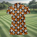 Halloween Skull Pumpkin Pattern Golf Polo Shirt, Ladies Golf Tops, Golf Shirts For Women