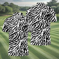 Zebra Print Golf Shirt, Black White Animal Pattern Men's Golf Polo, Polo Shirts For Men