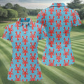 Big Red Lobster Hawaiian Golf Shirt, Retro Golf Shirt, Women's Golf Tops, Ladies Golf Shirts