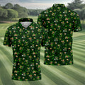 St Patrick's Day Golf Leprechaun Pose Shamrock Golf Shirt, Fun Golf Shirts For Men, Polo For Men