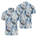 Blue Feather Golf Polo Shirt, Mens Golf Gift, Mens Tropical Shirts