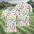 Colorful Bunny Funny Golf Shirt, Easter Bunny Pattern Golf Tops For Men, Golf Shirts For Men