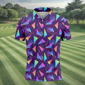 Retro Memphis Geometric Pattern Golf Polo Shirt, Men's Golf Shirt, Golf Apparel For Men