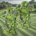 Paisley Print Green Golf Shirt, Ladies Golf Shirts, Golf Shirt For Women, Ladies Golf Polos